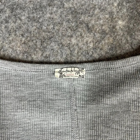 Intimately Free People Top Womens Small Rib Knit V-Neck Light Gray - Picture 2 of 7